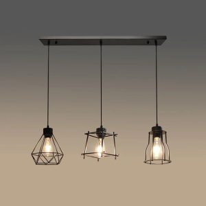 Pendant light Black Bar with 3*E27-1000mm